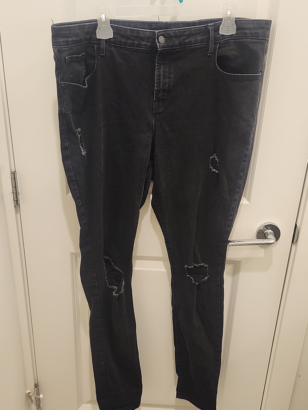 Old Navy Black Distressed Mid-Rise Pop Icon Skinny Jeans - Womens Tall Size 16